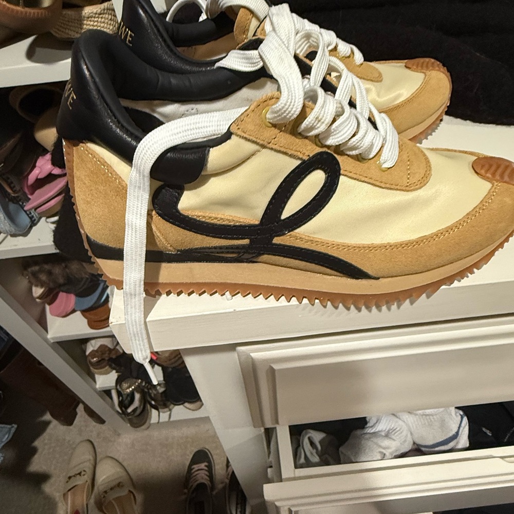 Loewe Cream and Tan Sneakers